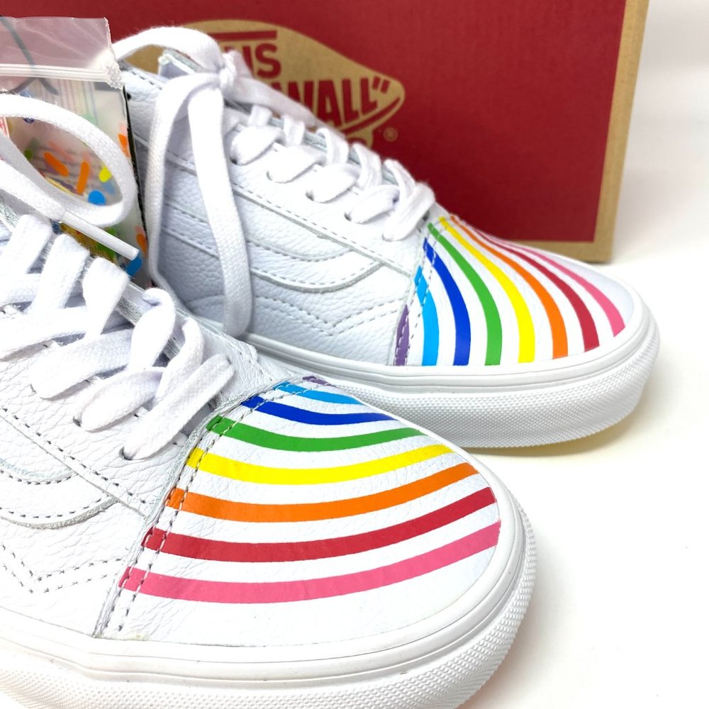 VANS Old Skool Flour Shop Rainbow White Leather Women's Size 7 VN0A4U3B2N7 - Picture 7 of 9